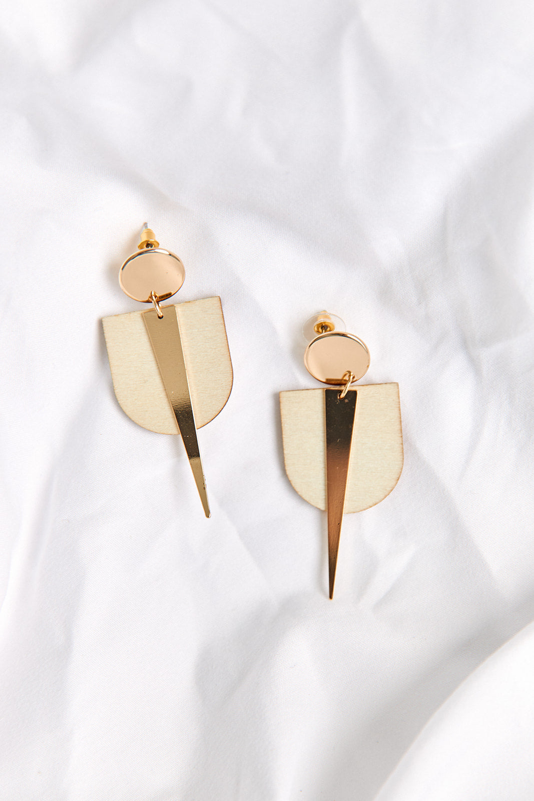 Nixie Wood Arch And Bar Earrings