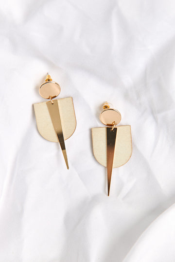 Nixie Wood Arch And Bar Earrings