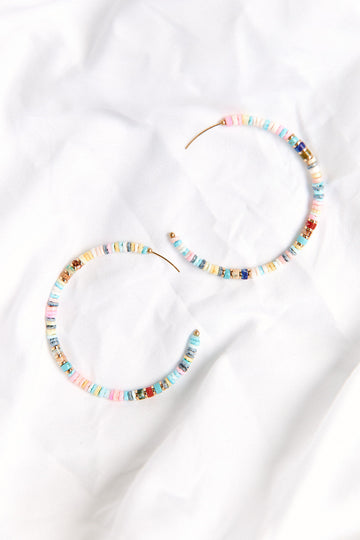 Rylee Beaded Shell Hoop Earrings