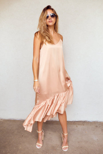 Ren Ruffle Detail Midi  Dress