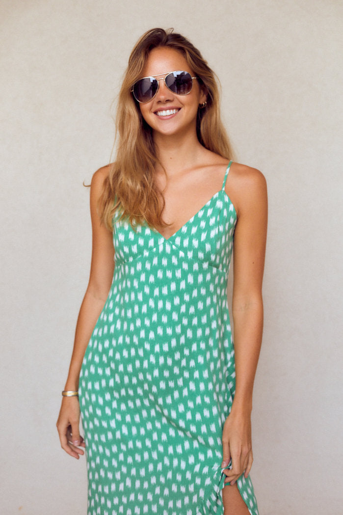 Cleo Ruffle Hem Midi Dress