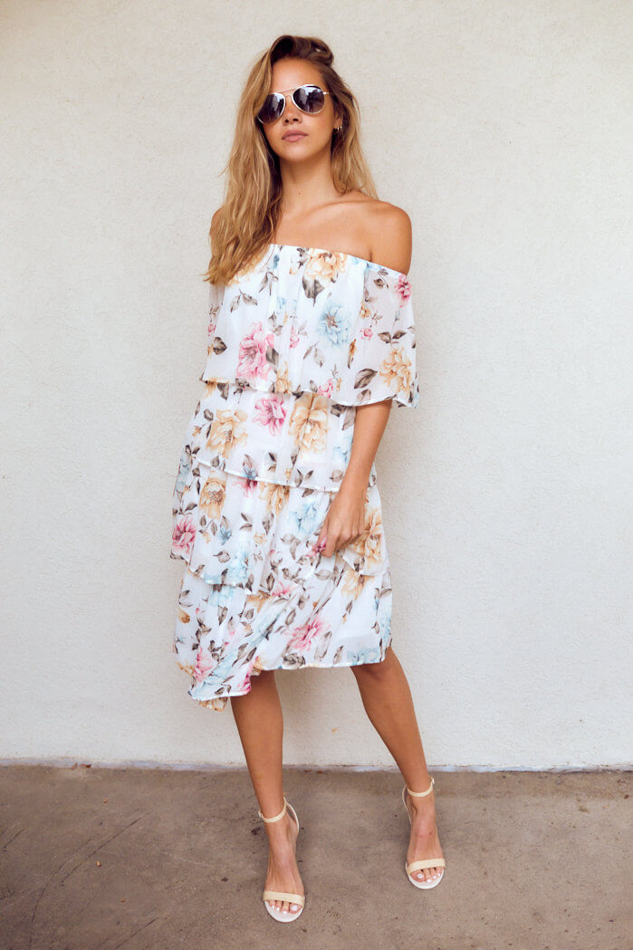 Eliza Tiered Floral Midi Dress