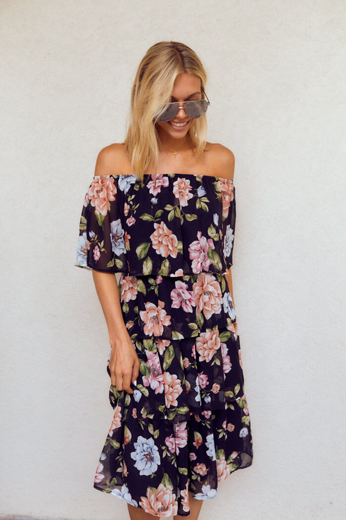 Eliza Tiered Floral Midi Dress