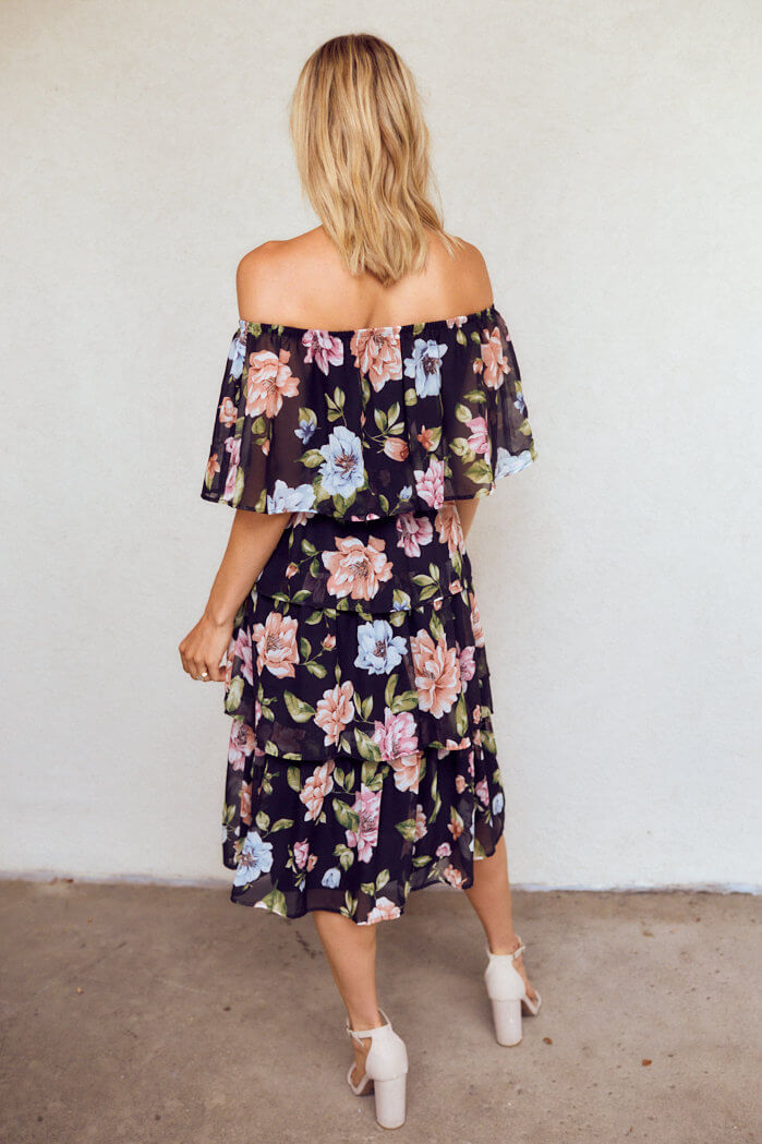 Eliza Tiered Floral Midi Dress