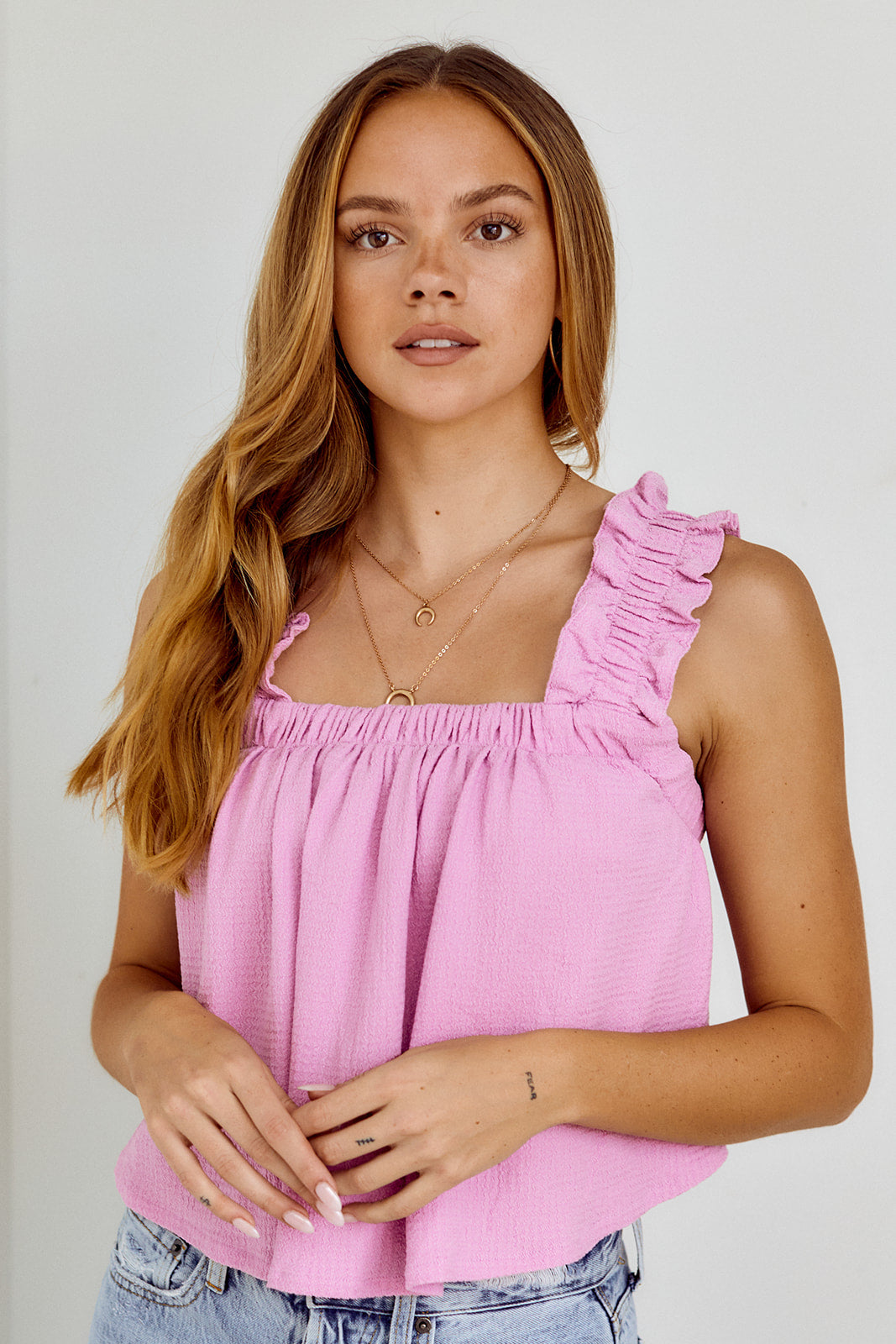 Britton Back Knot Ruffle Top