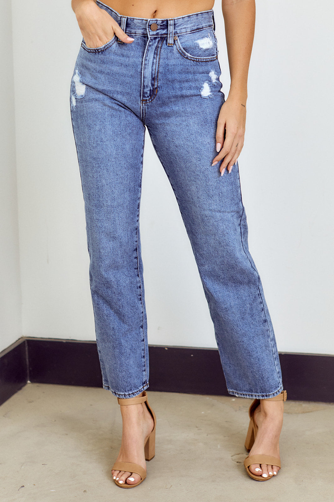 Cohen High Rise Cropped Straight Denim