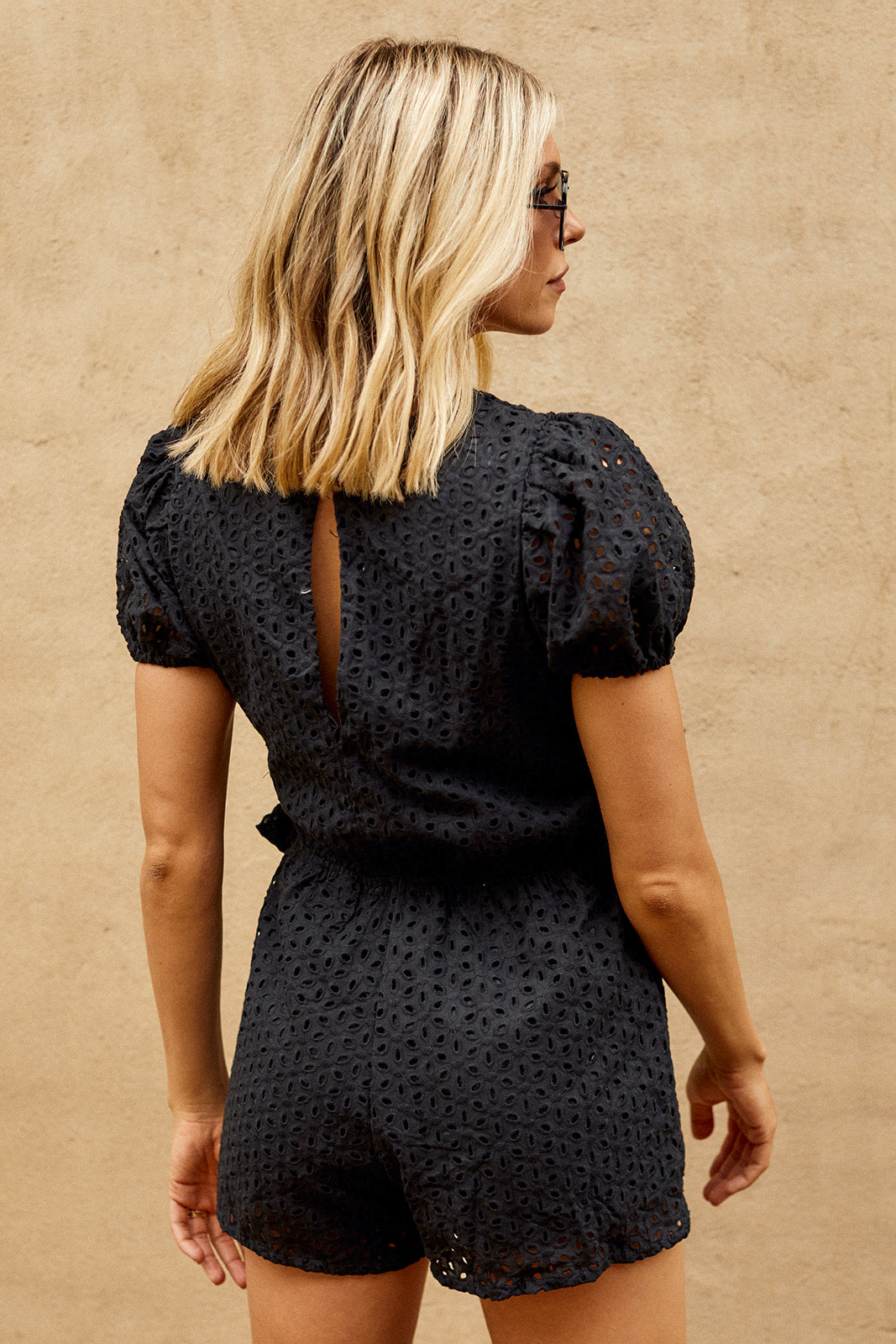 Tosca Eyelet Surplice Romper