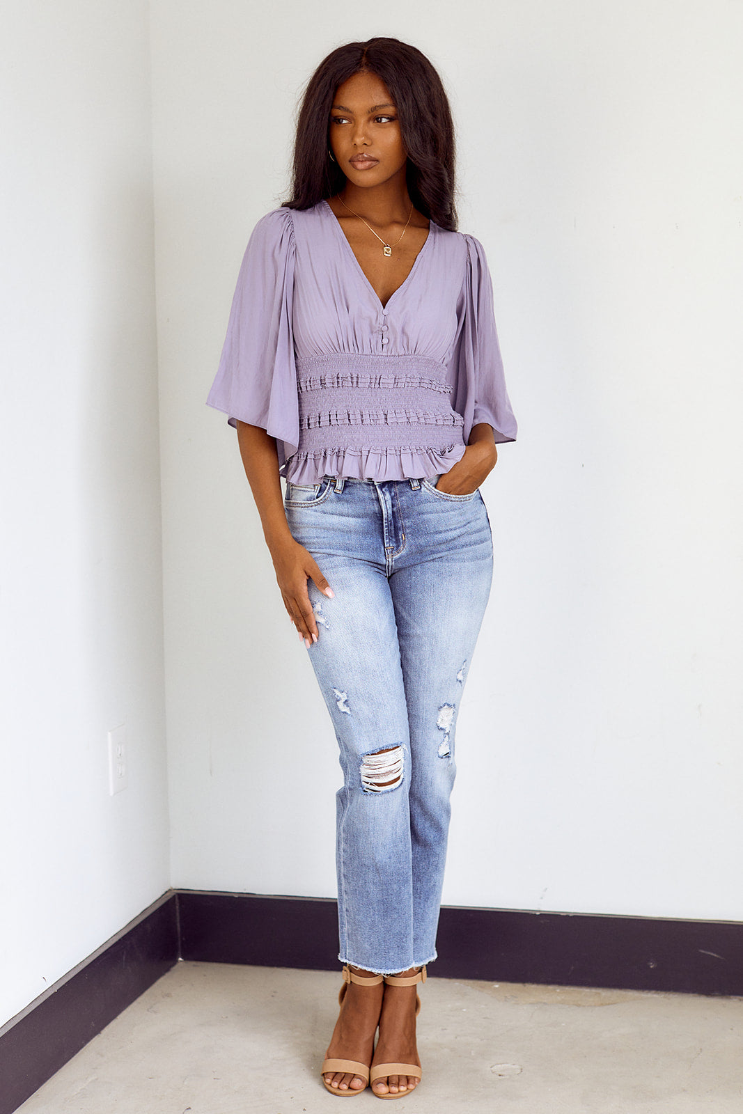 Blake Wide Sleeve Smocked Blouse