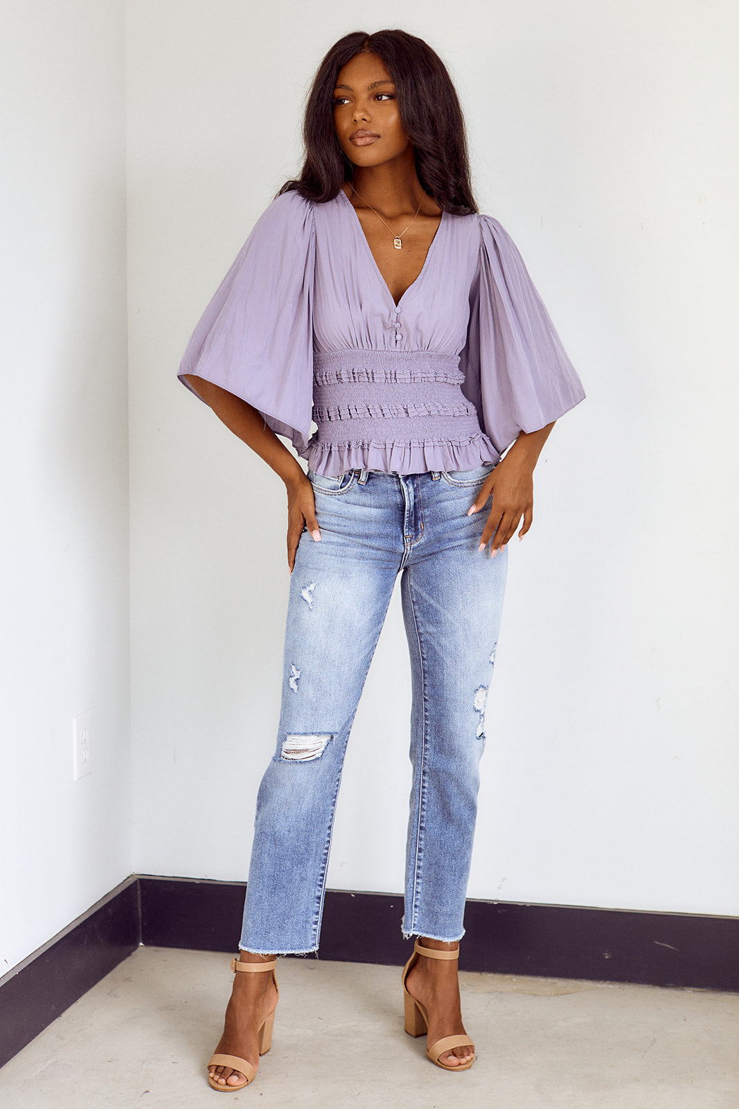 Blake Wide Sleeve Smocked Blouse