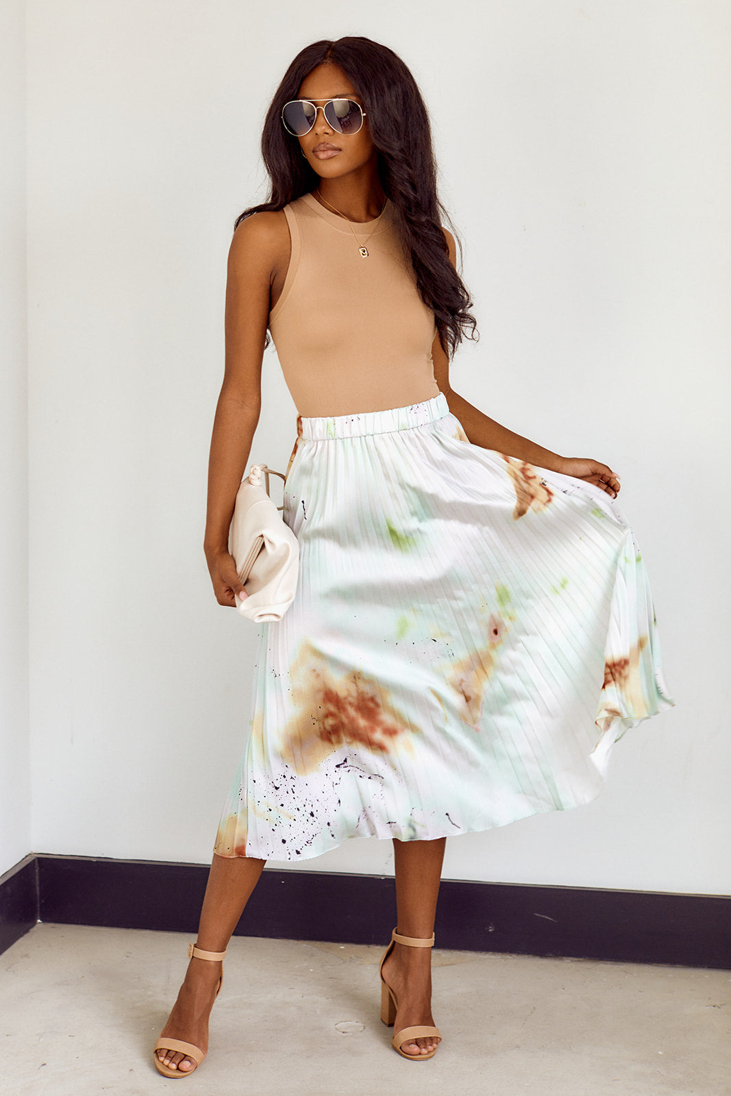 Montego Pleated Midi Skirt