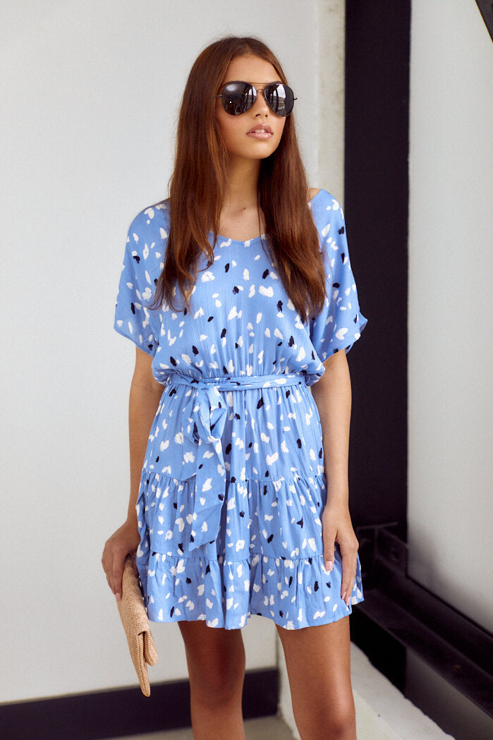 Ember Printed Tiered Mini Dress