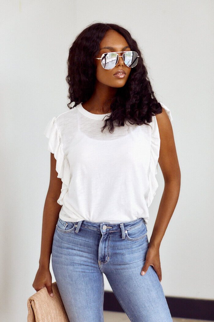 Aven Ruffle Sleeveless Tee