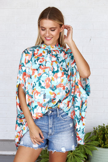 SALE- Orlie Floral High Neck Blouse