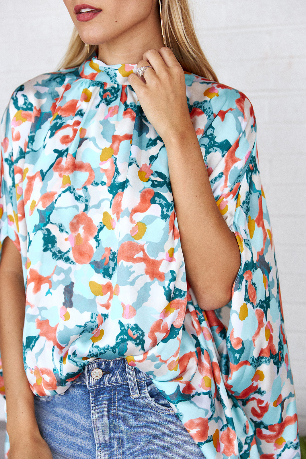 SALE- Orlie Floral High Neck Blouse