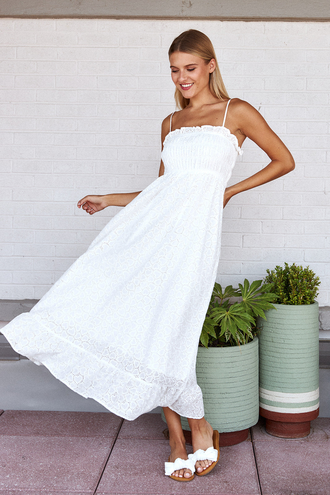 Mara Heart Embroidered Midi Dress