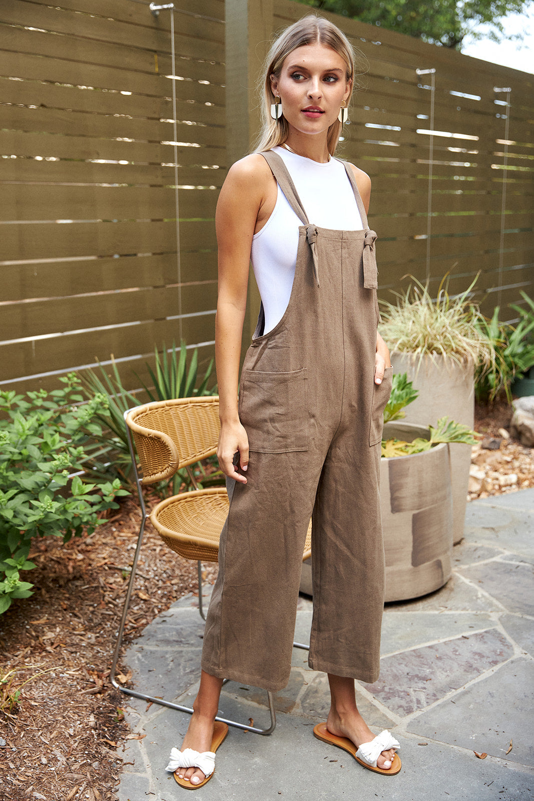 Aspen Knot Detail Linen Jumpsuit