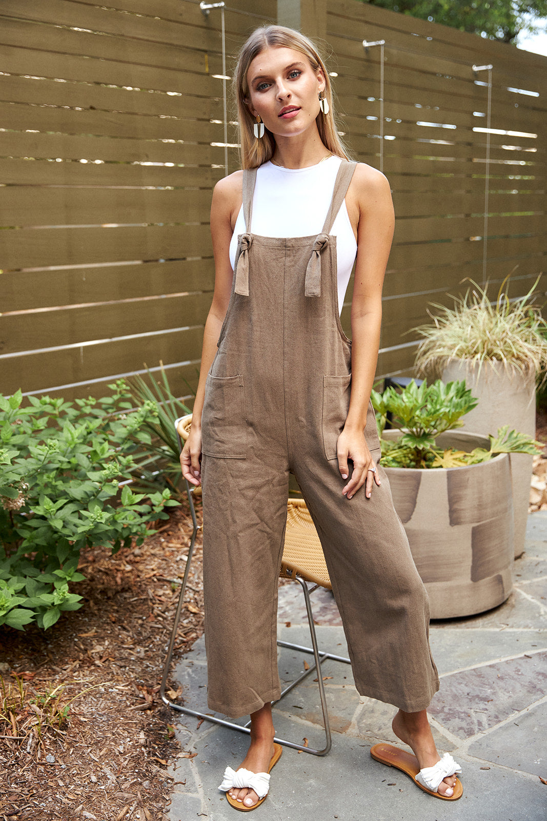 Aspen Knot Detail Linen Jumpsuit