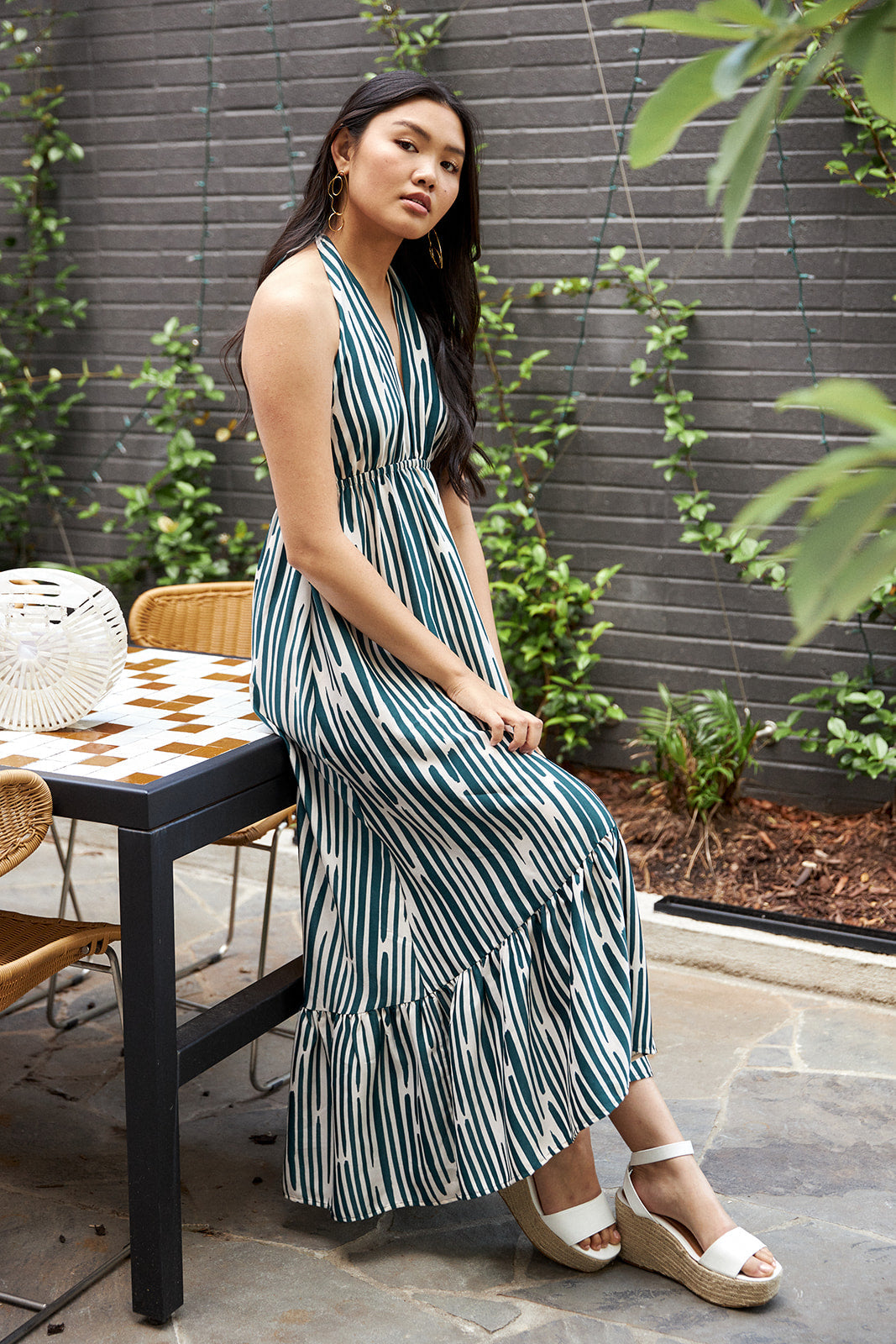 Adelet Printed Halter Maxi Dress