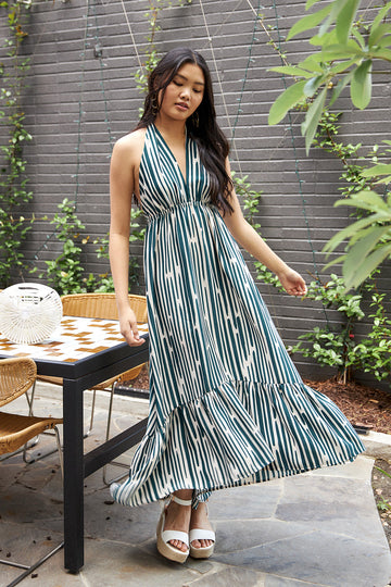 Adelet Printed Halter Maxi Dress