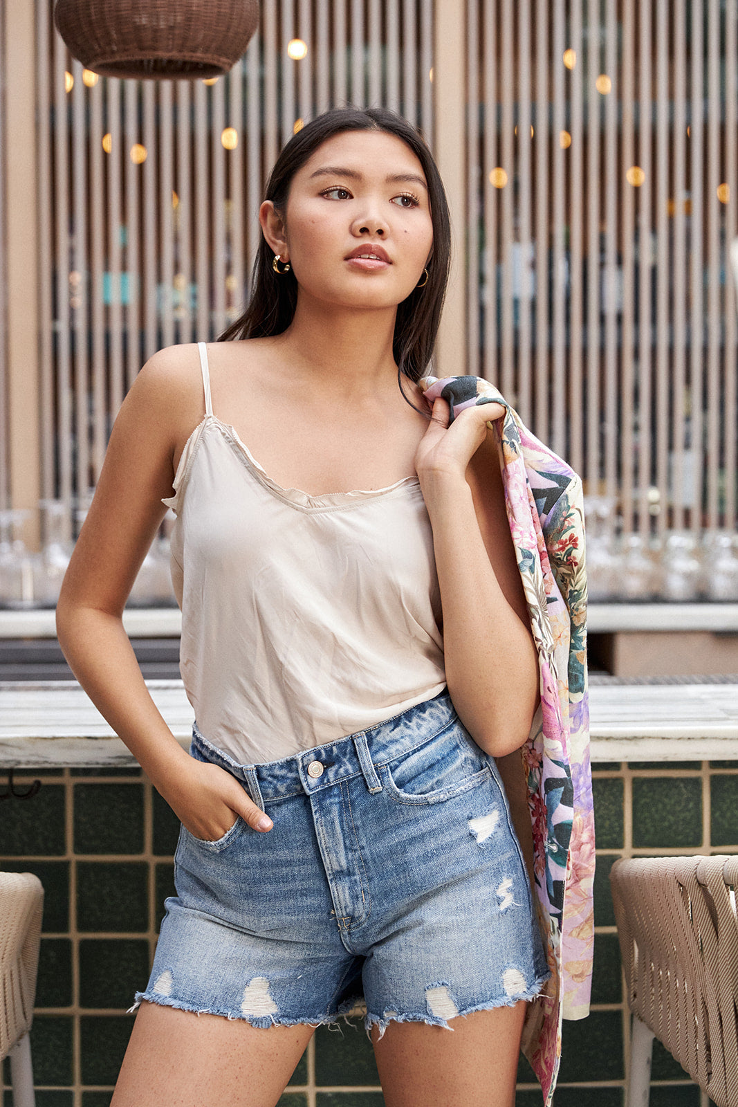 SALE - Emmett V Neck Raw Hem Tank