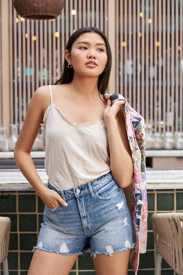 SALE - Emmett V Neck Raw Hem Tank