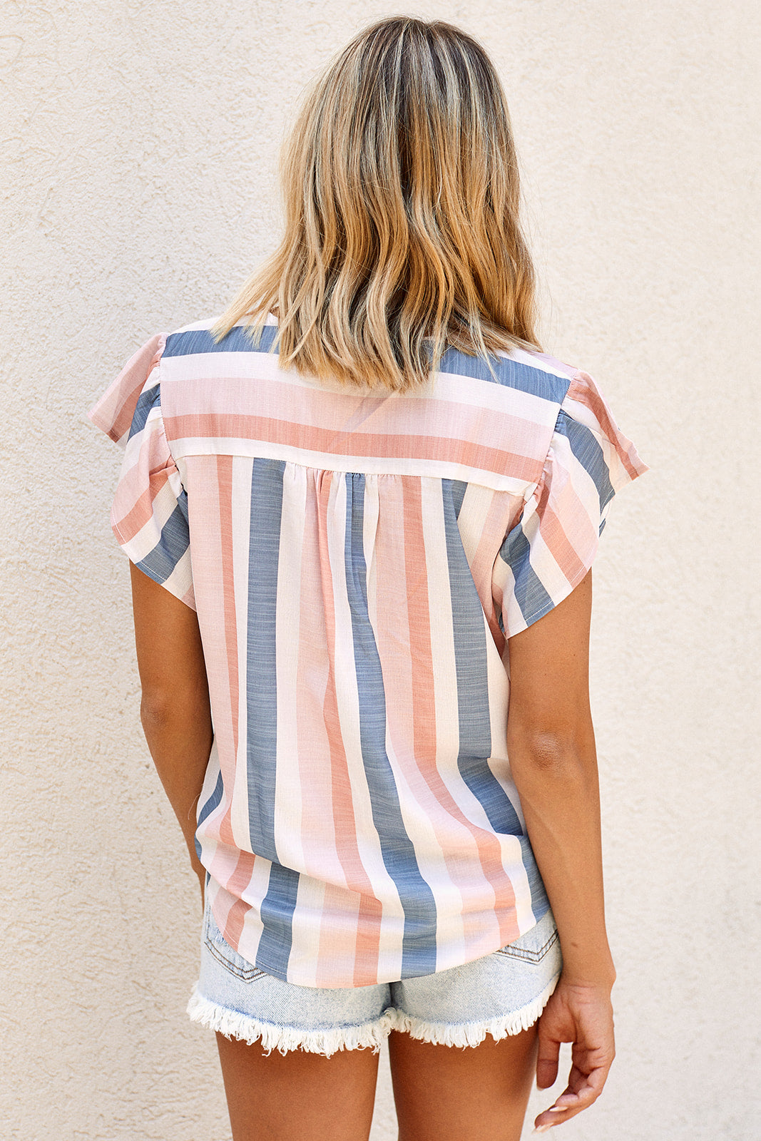 Lenora Short Sleeve Multi Stripe Top