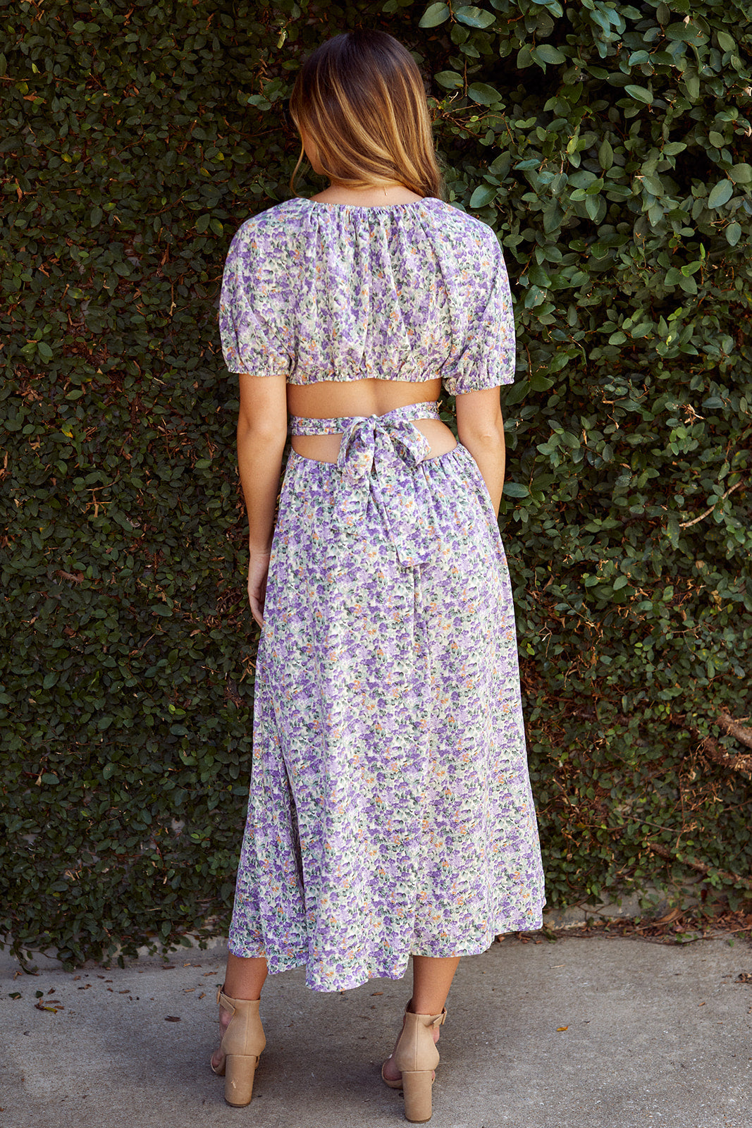 Mercie Cut Out Floral Midi Dress