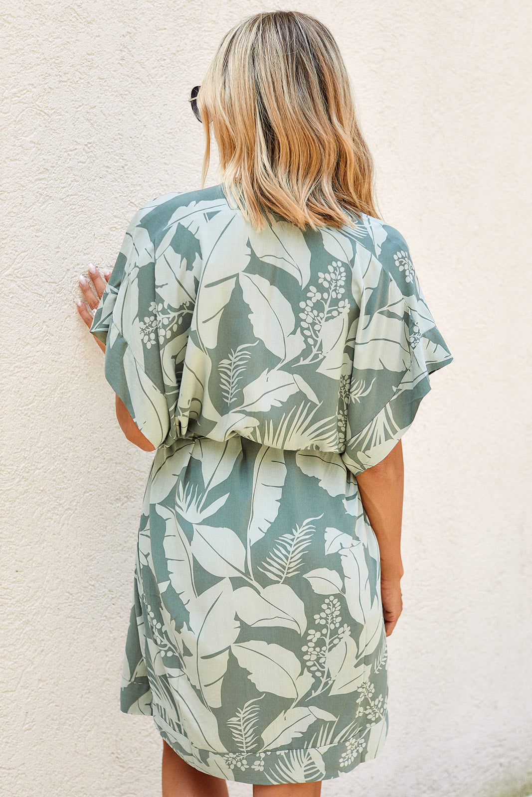 Luca Palm Printed Kimono Wrap