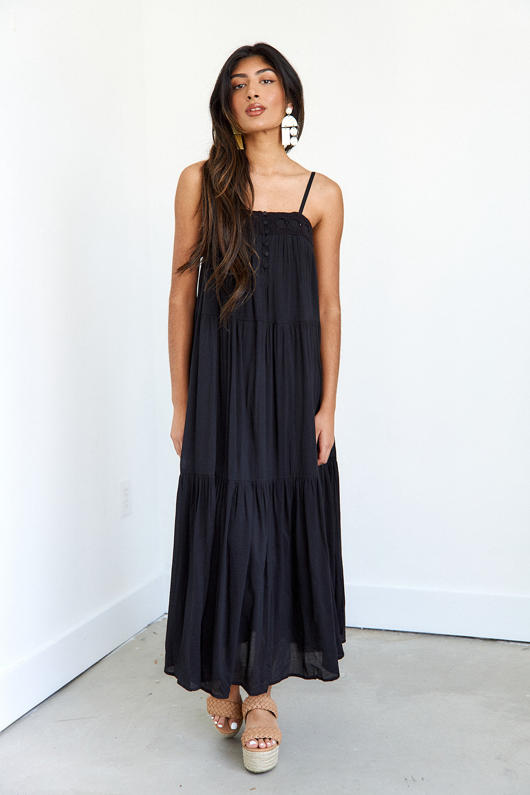 SALE- Delaney Crochet Trim Maxi Dress