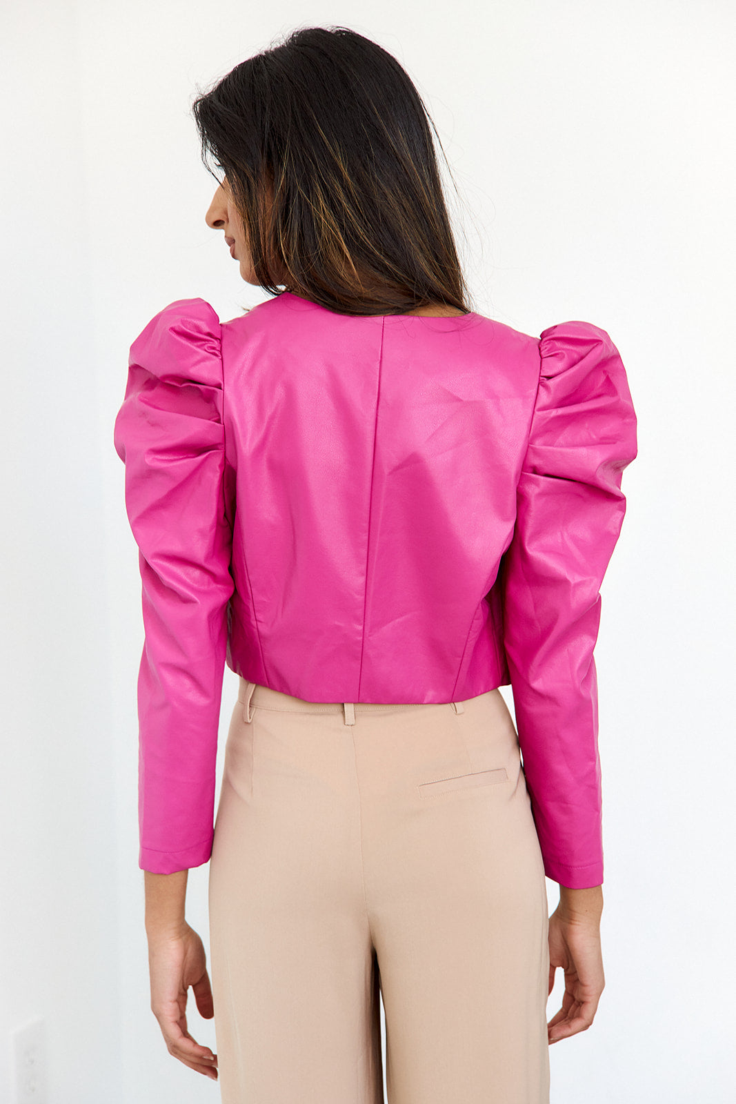 Prince Cropped Faux Leather Jacket