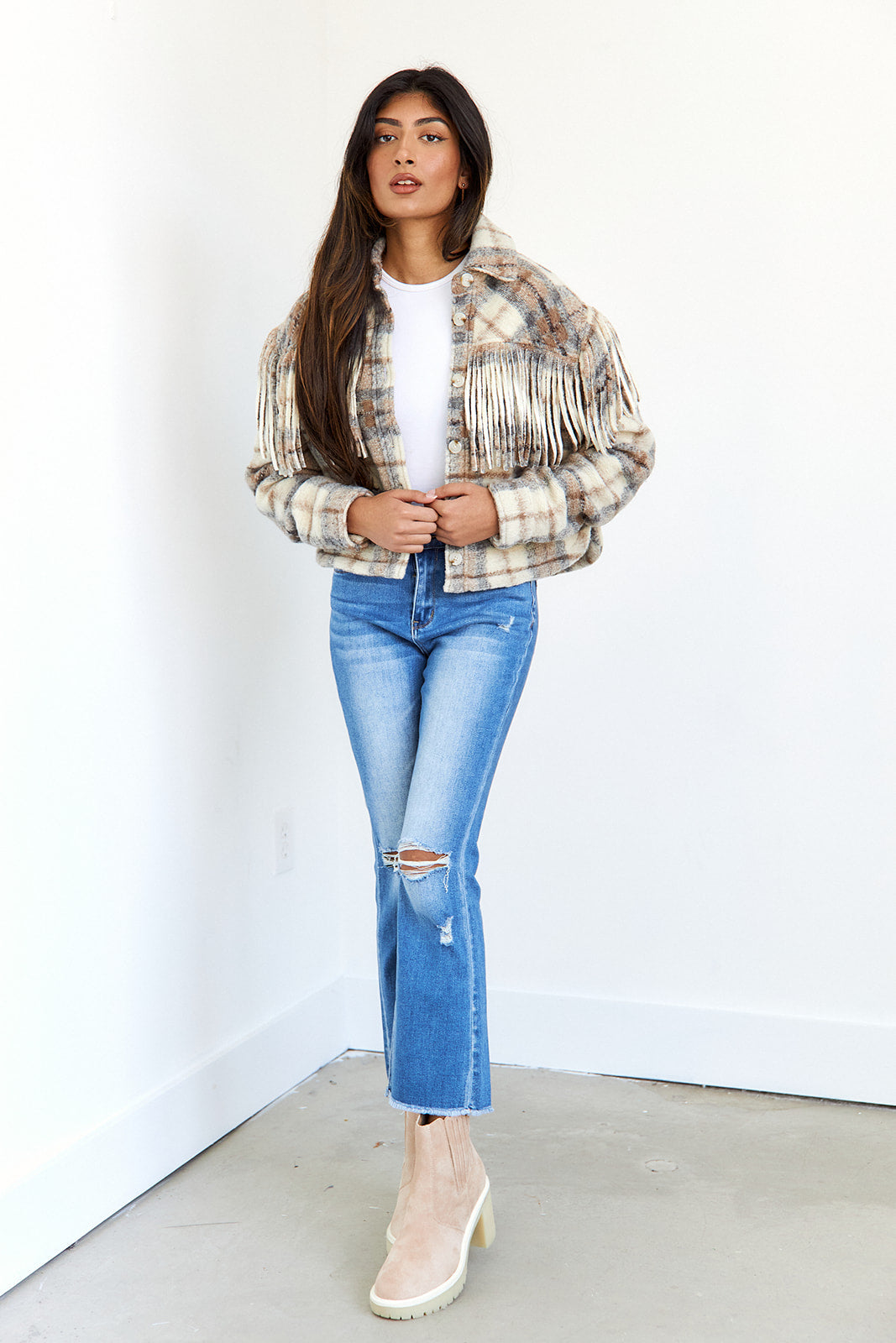 SALE - Take Note Fringe Shacket