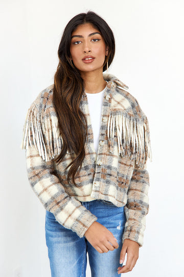 SALE - Take Note Fringe Shacket