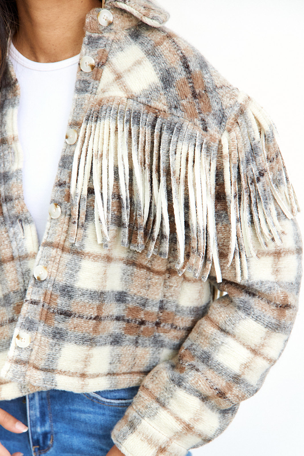 SALE - Take Note Fringe Shacket