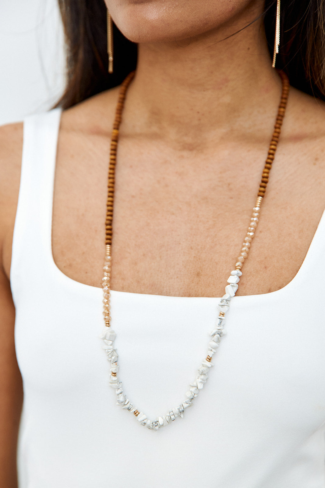 SALE- Sorel Stone & Wood Beaded Necklace