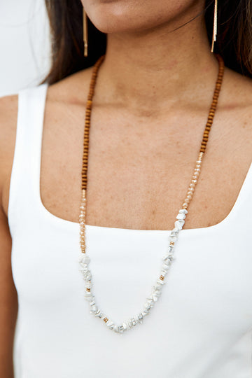 SALE- Sorel Stone & Wood Beaded Necklace