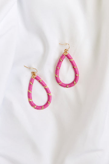 Tia Raffia Wrapped Teardrop Earrings
