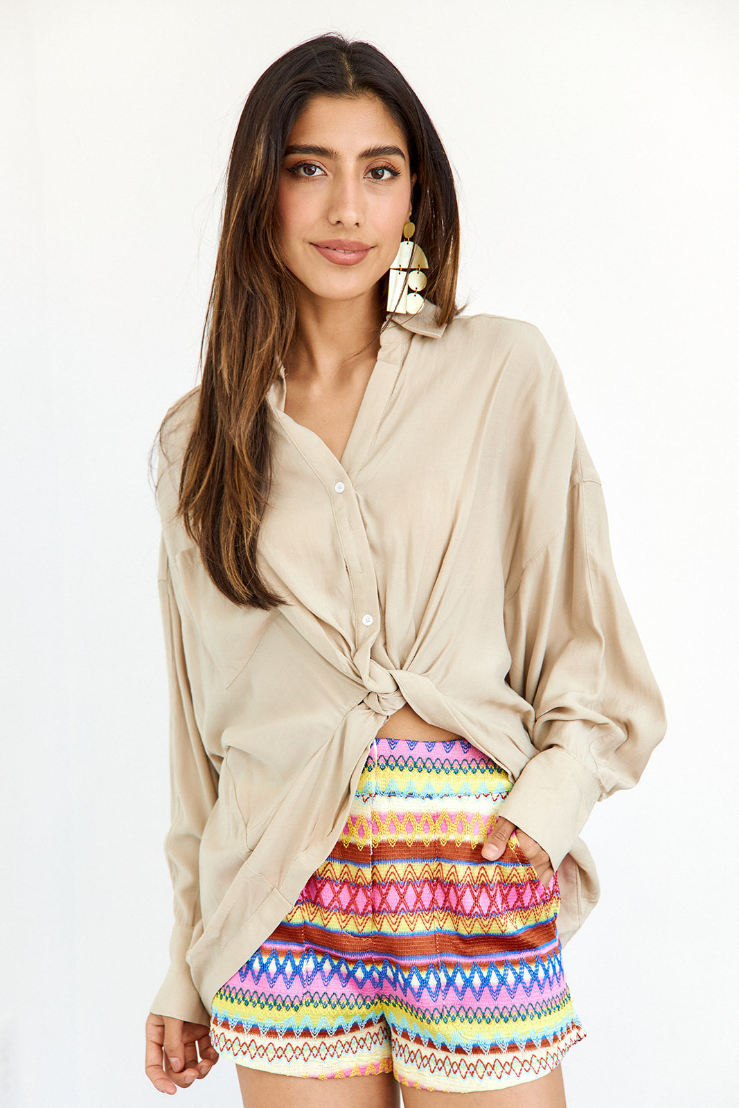 SALE - Aubrey Button Down Twist Front Top