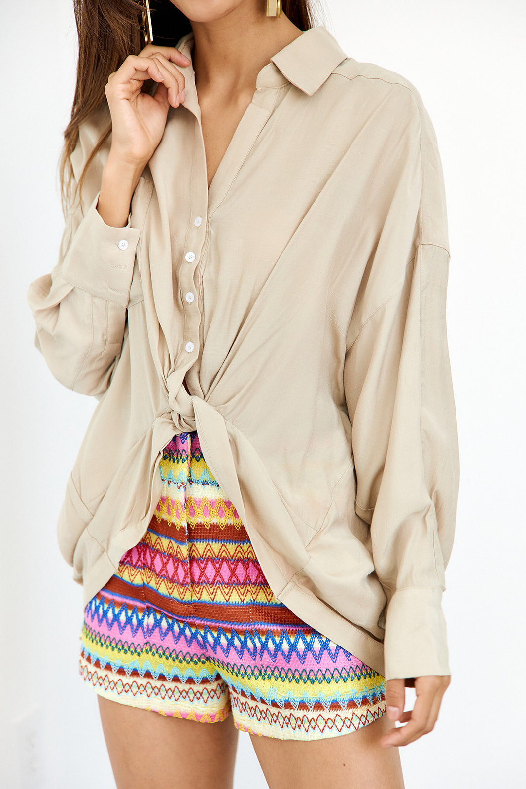 SALE - Aubrey Button Down Twist Front Top