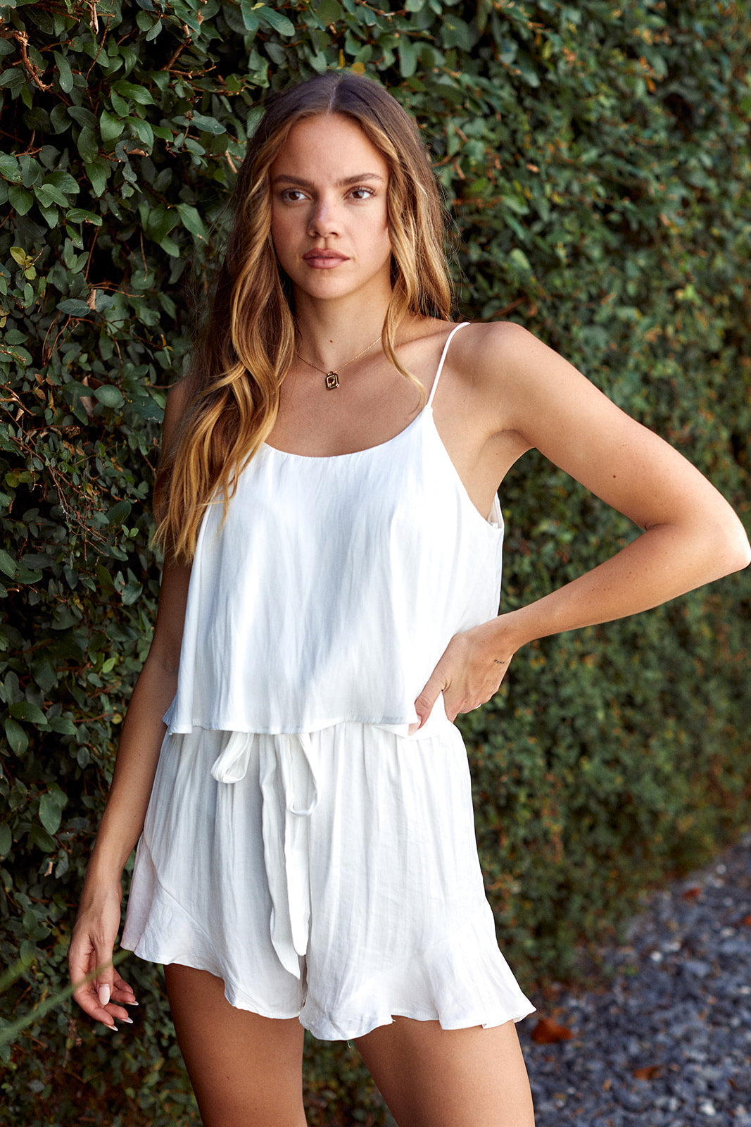 Slayde Overlay Tie Waist Romper