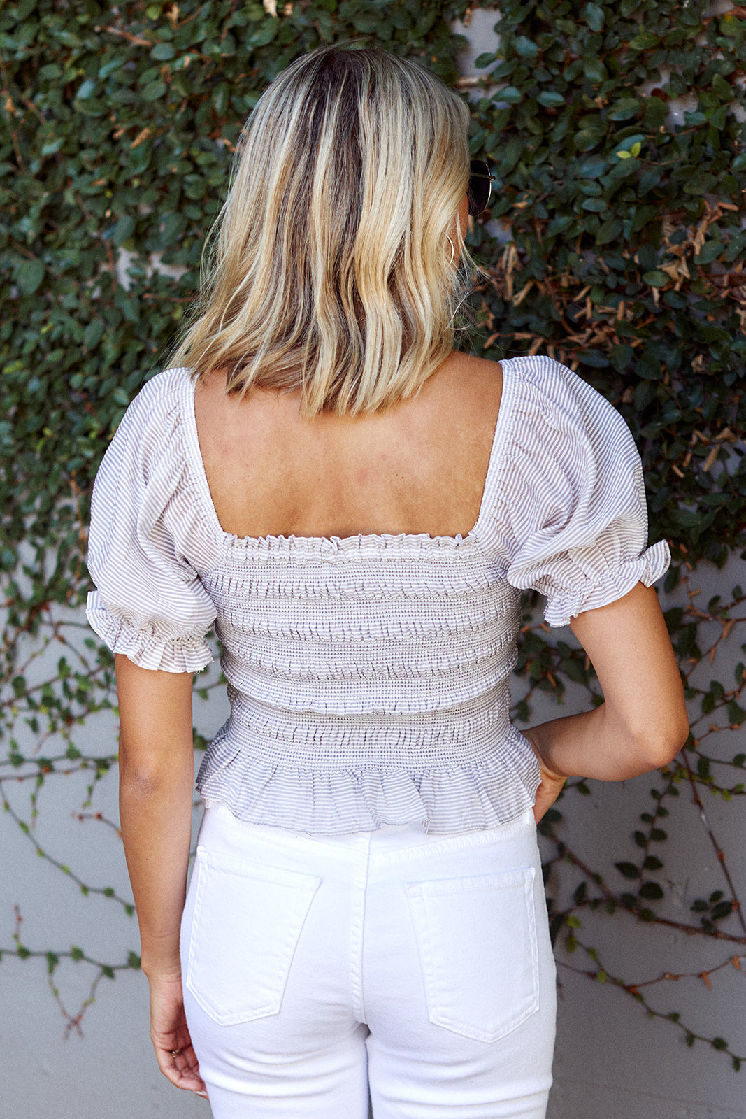 Davi Smocked Striped Top