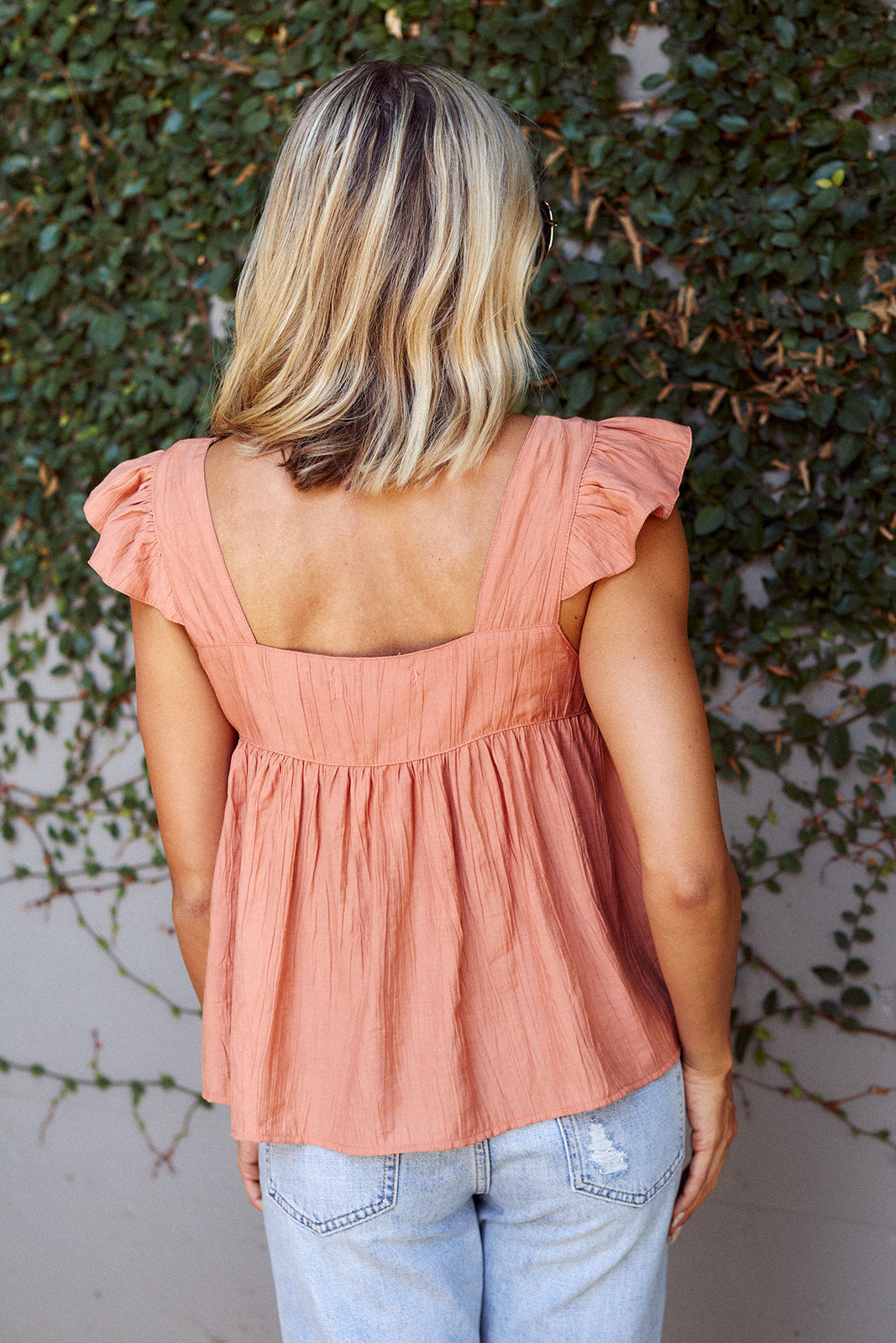 Juanita Flutter Sleeve Babydoll Blouse