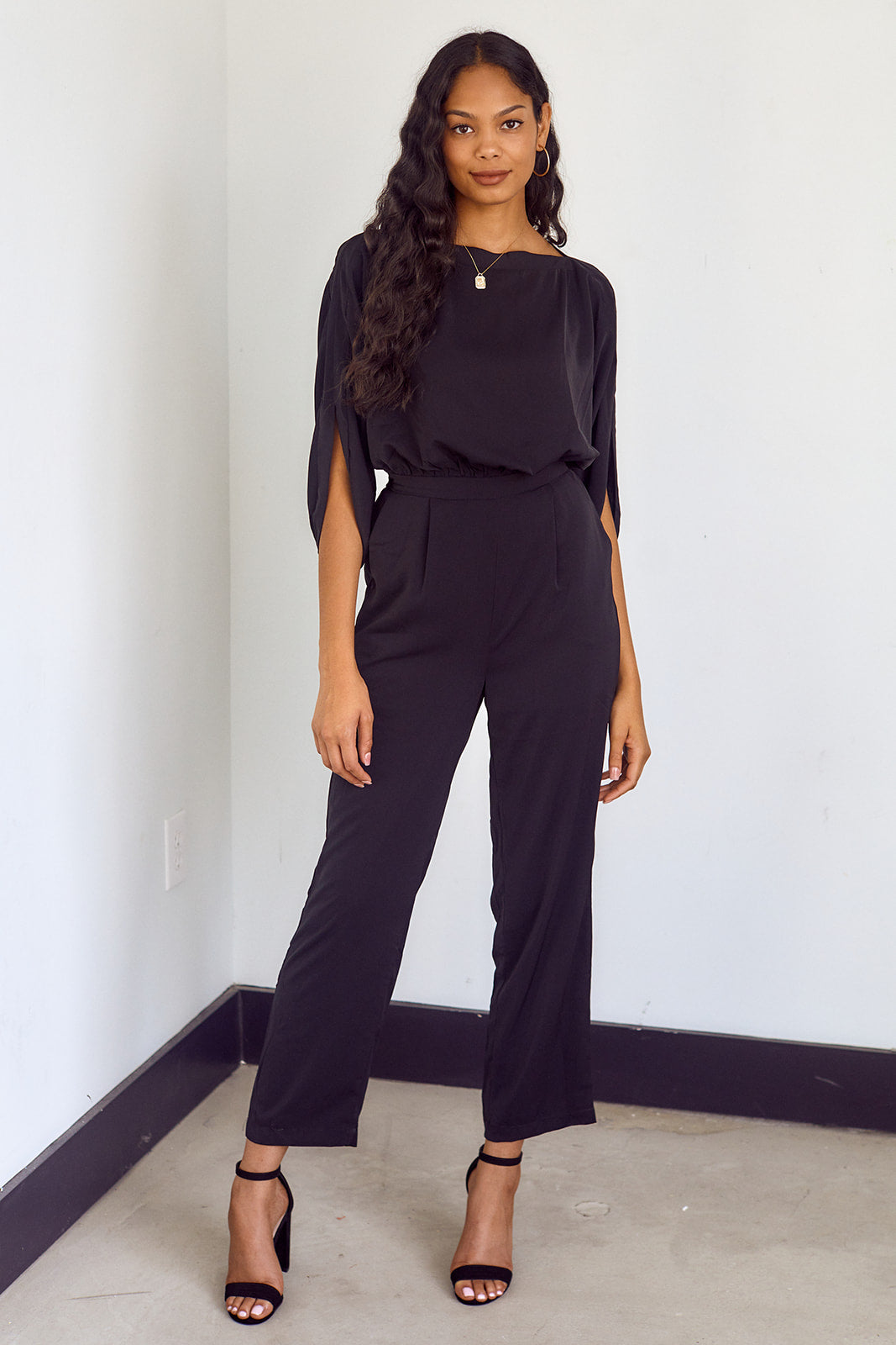 Wright Short Sleeve Satin Jumpsuit