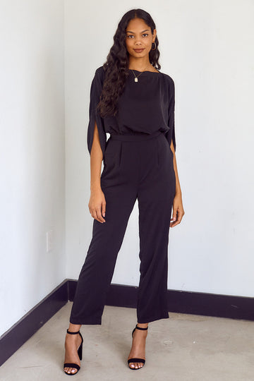 Wright Short Sleeve Satin Jumpsuit