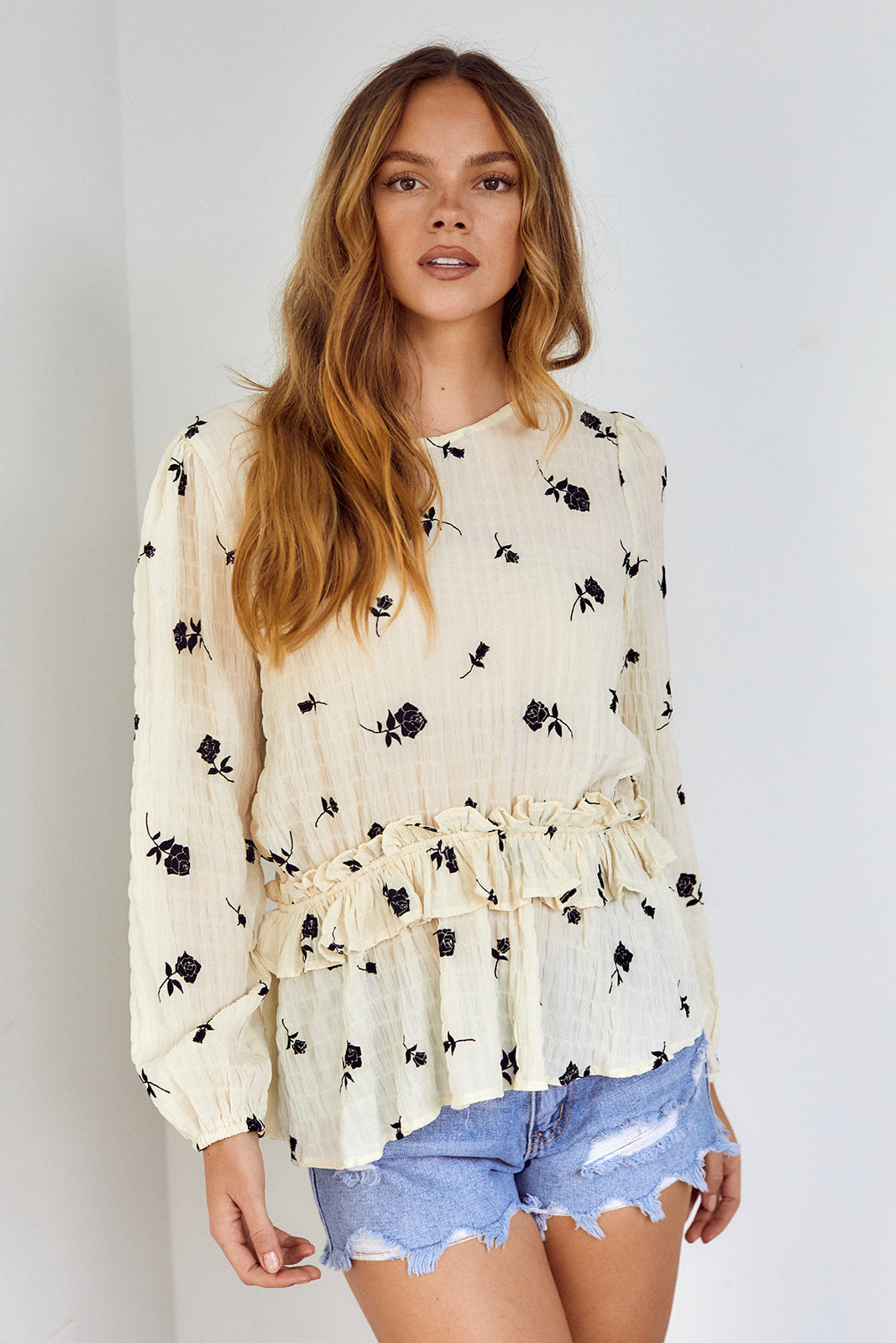 Trystan Tiered Floral Long Sleeve Blouse