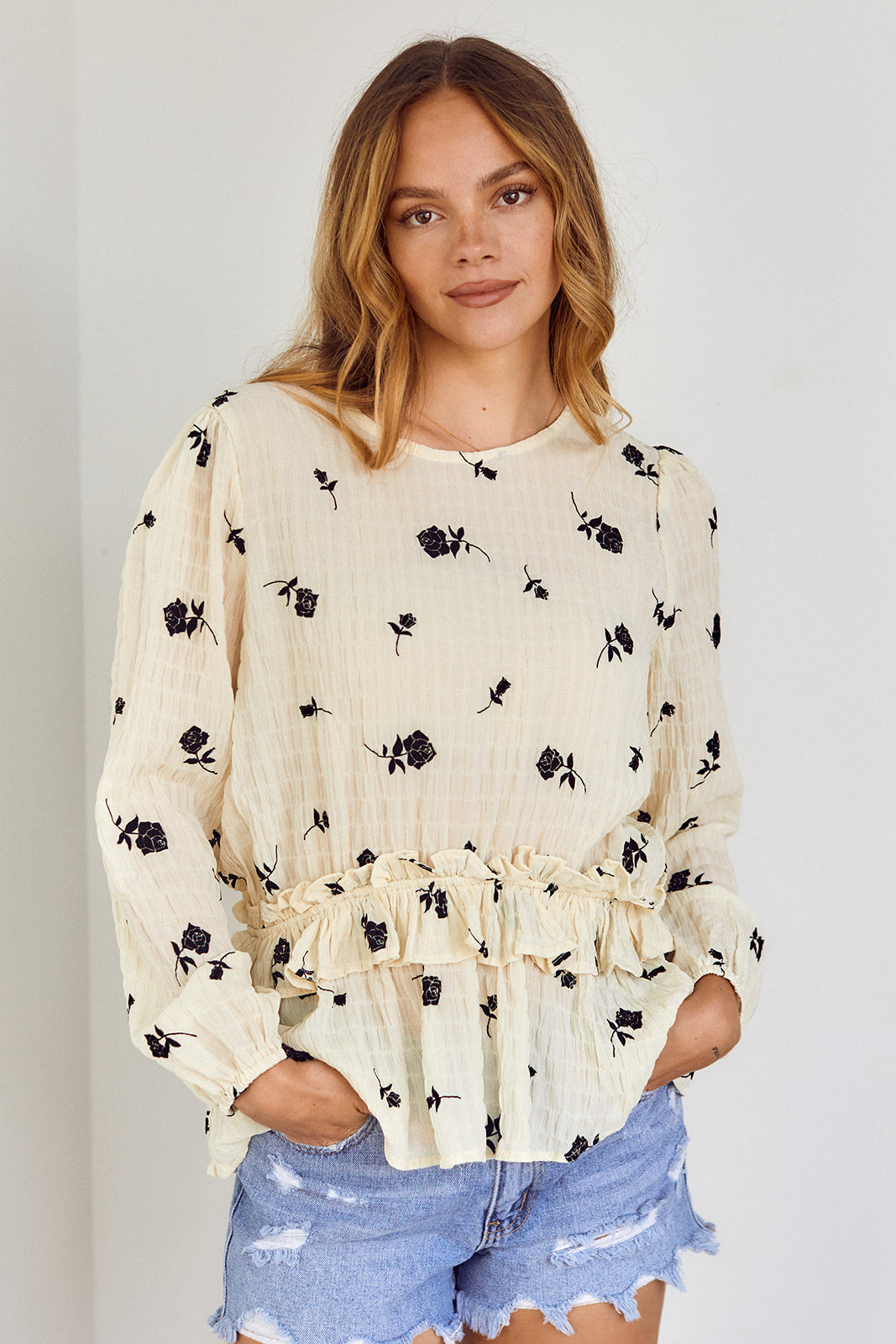 Trystan Tiered Floral Long Sleeve Blouse
