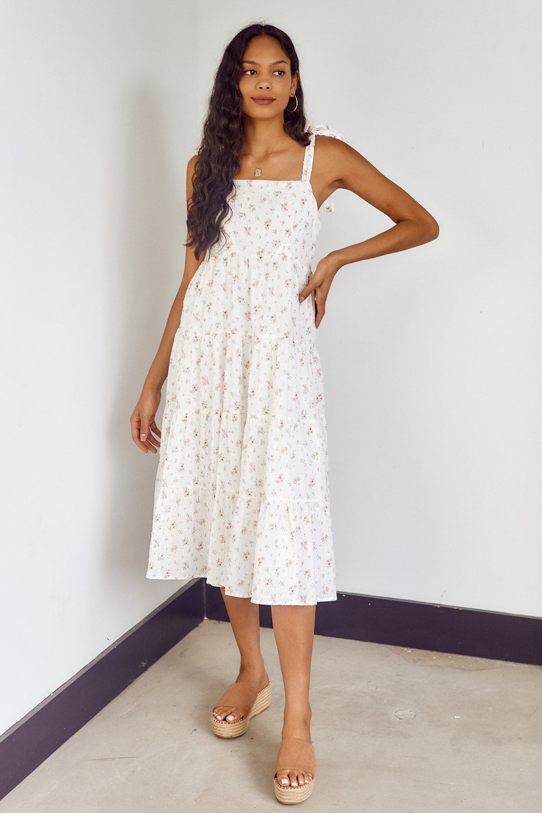 Lia Tiered Floral Midi Dress