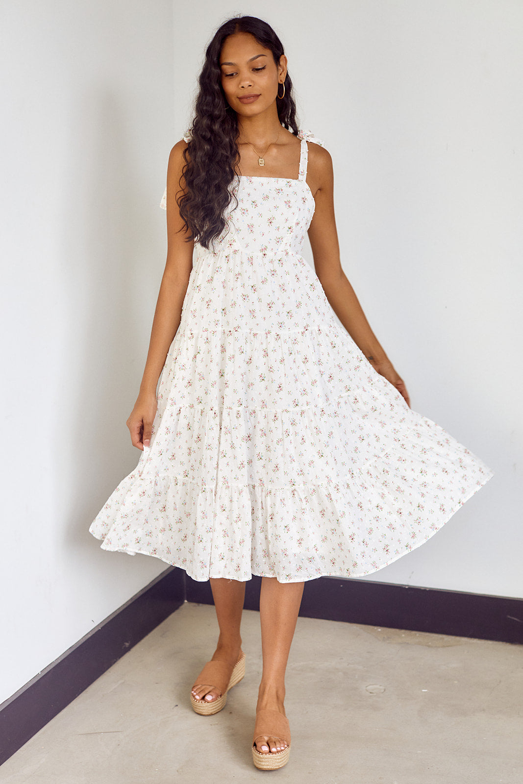 Lia Tiered Floral Midi Dress
