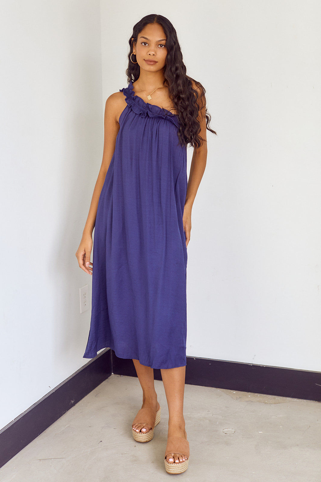 Carambie Ruffled One Shoulder Maxi Dress