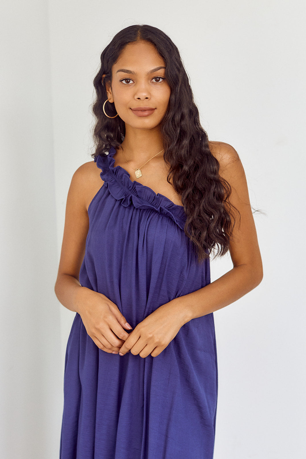 Carambie Ruffled One Shoulder Maxi Dress