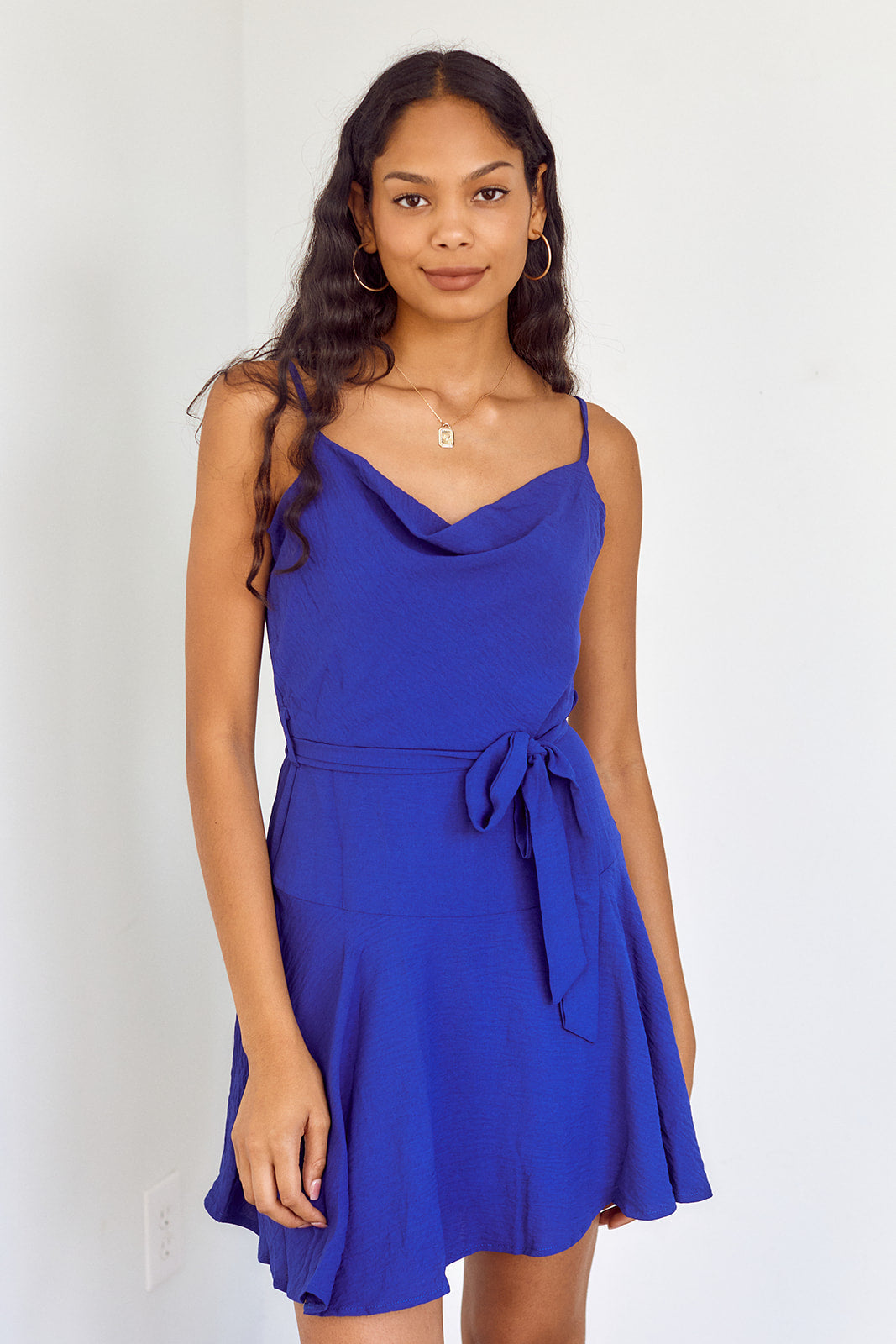 Fina Cowl Neck Tie Waist Dress